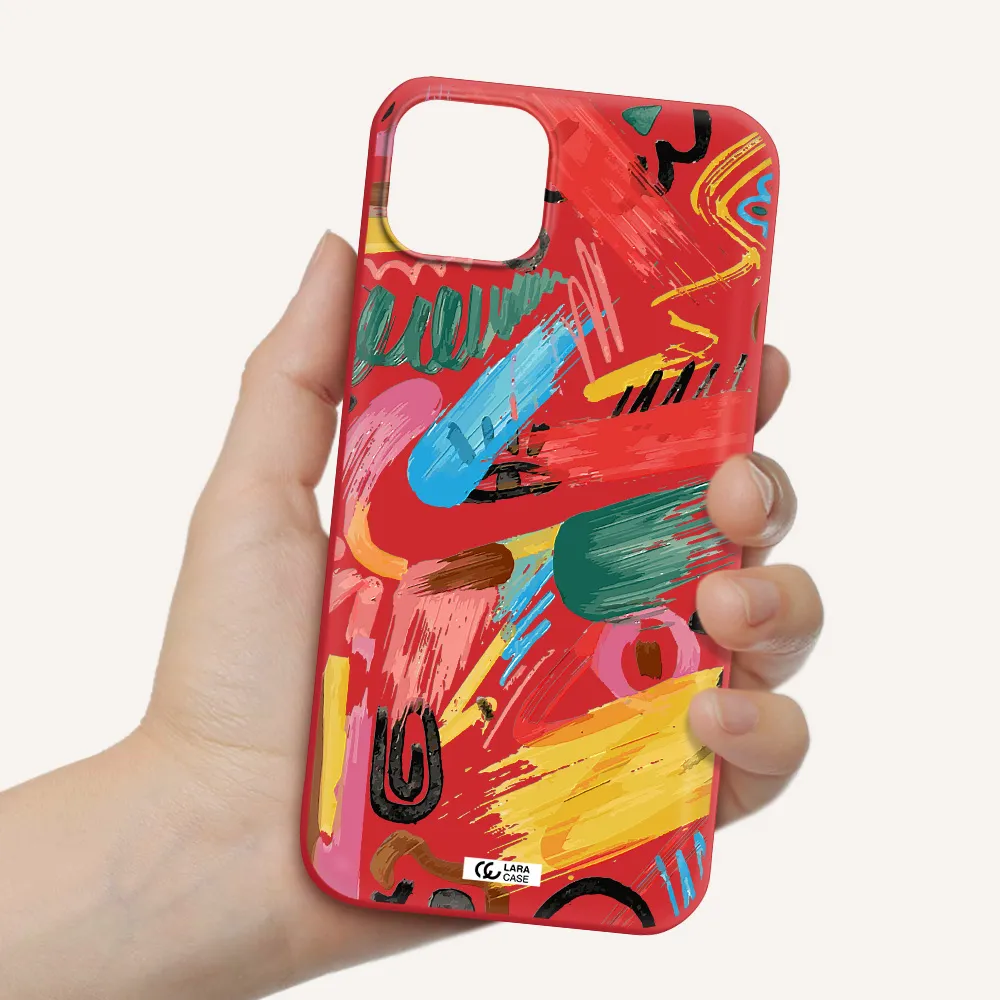 Oil Paint Abstract Apple iPhone 14 Silicone Imperial Red Case