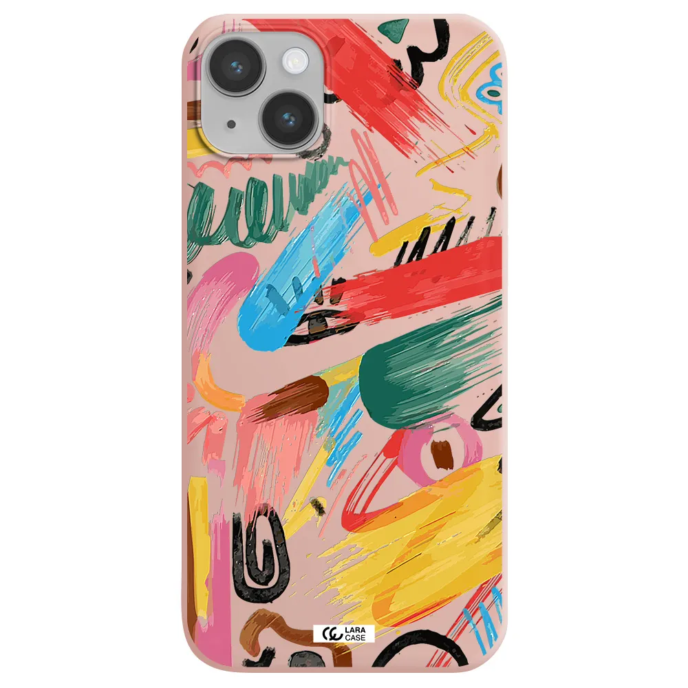 Oil Paint Abstract Apple iPhone 14 Silicone pastel pink Case