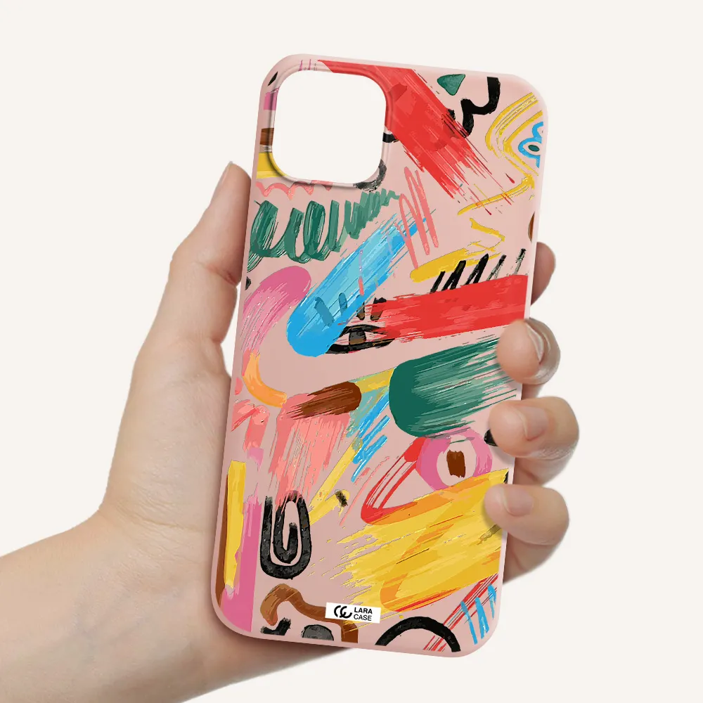 Oil Paint Abstract Apple iPhone 14 Silicone pastel pink Case