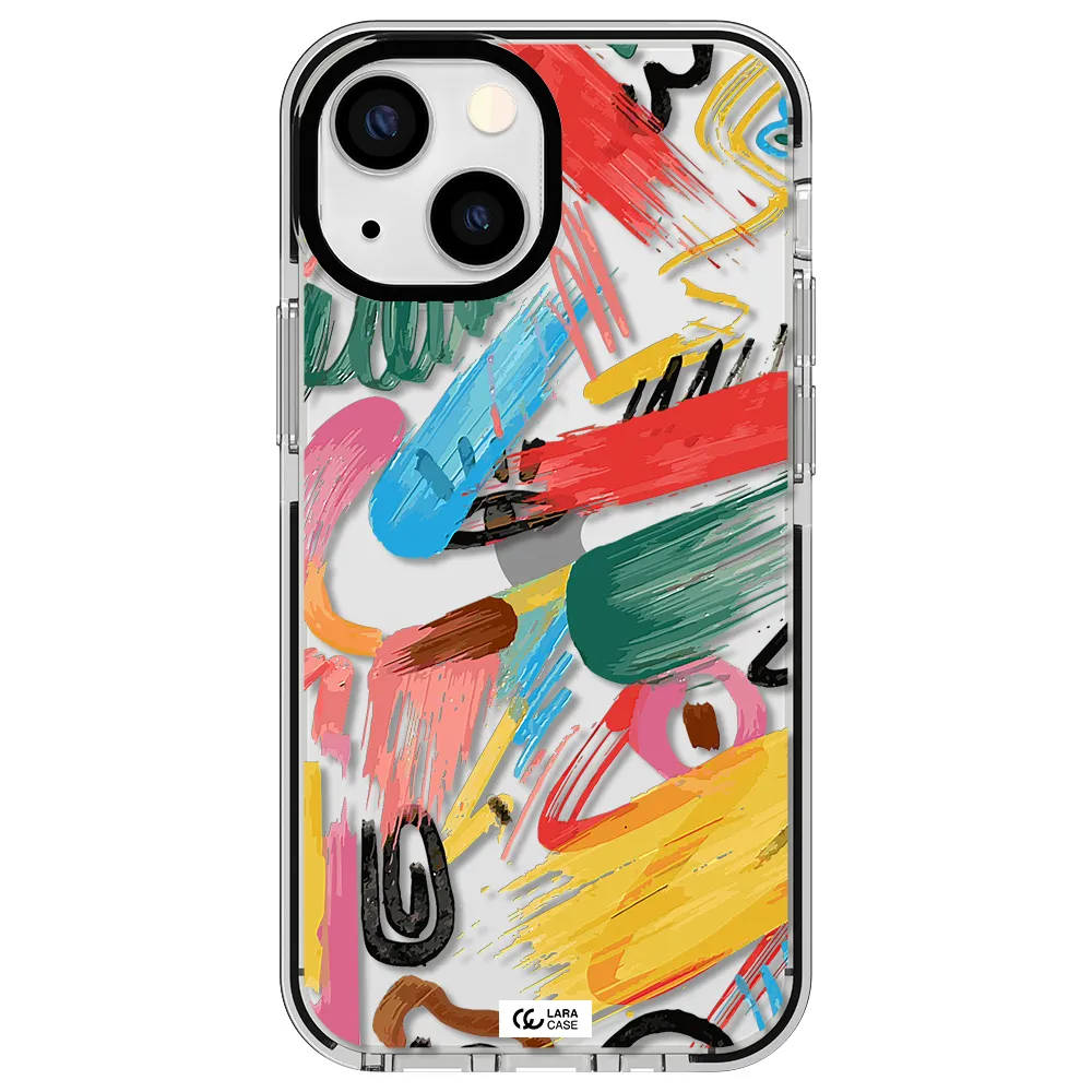 Oil Paint Abstract Apple iPhone 15 impact black border Case