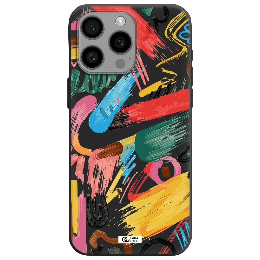 Oil Paint Abstract Apple Iphone 15 Pro max Silicone black Case