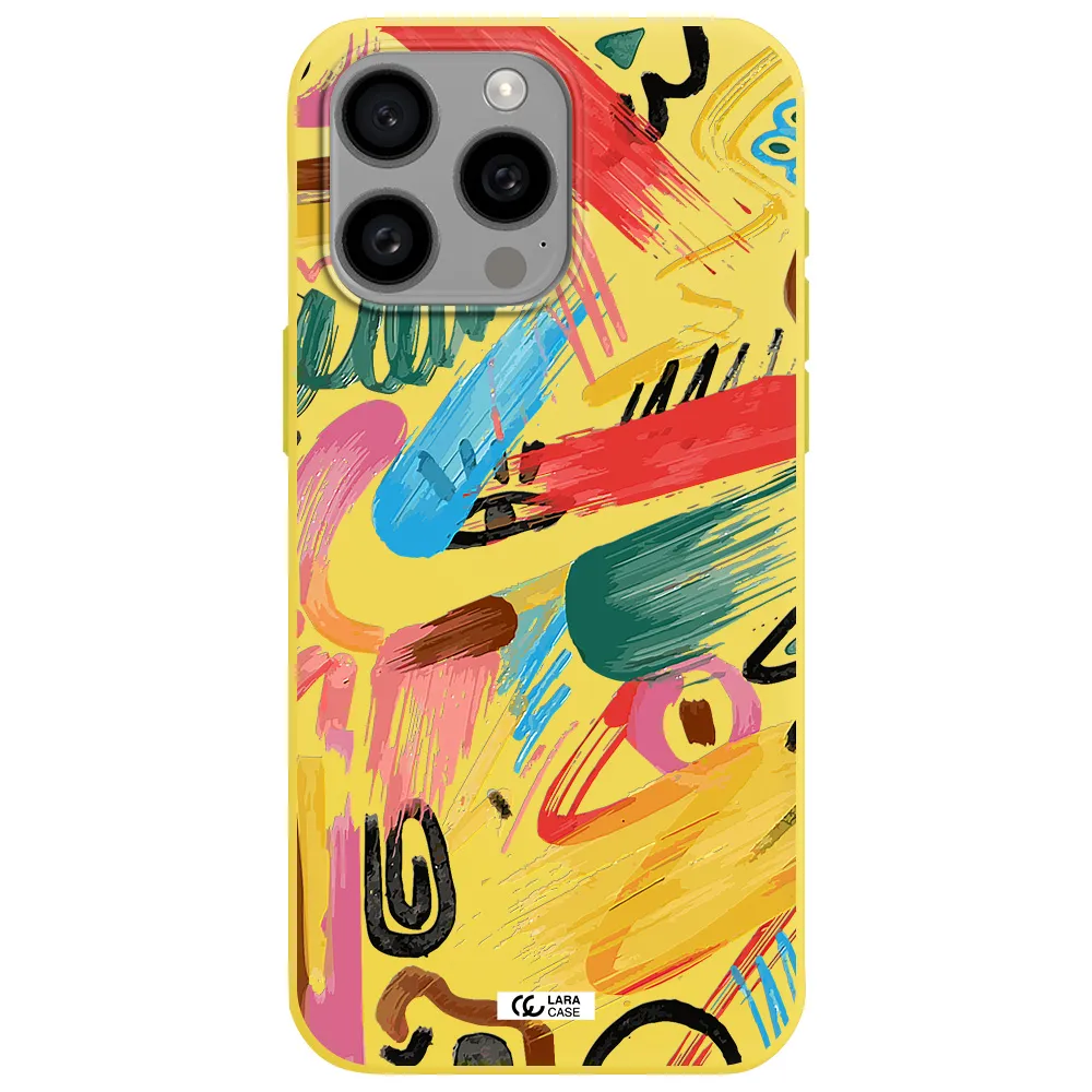 Oil Paint Abstract Apple Iphone 15 Pro max Silicone canary yellow Case