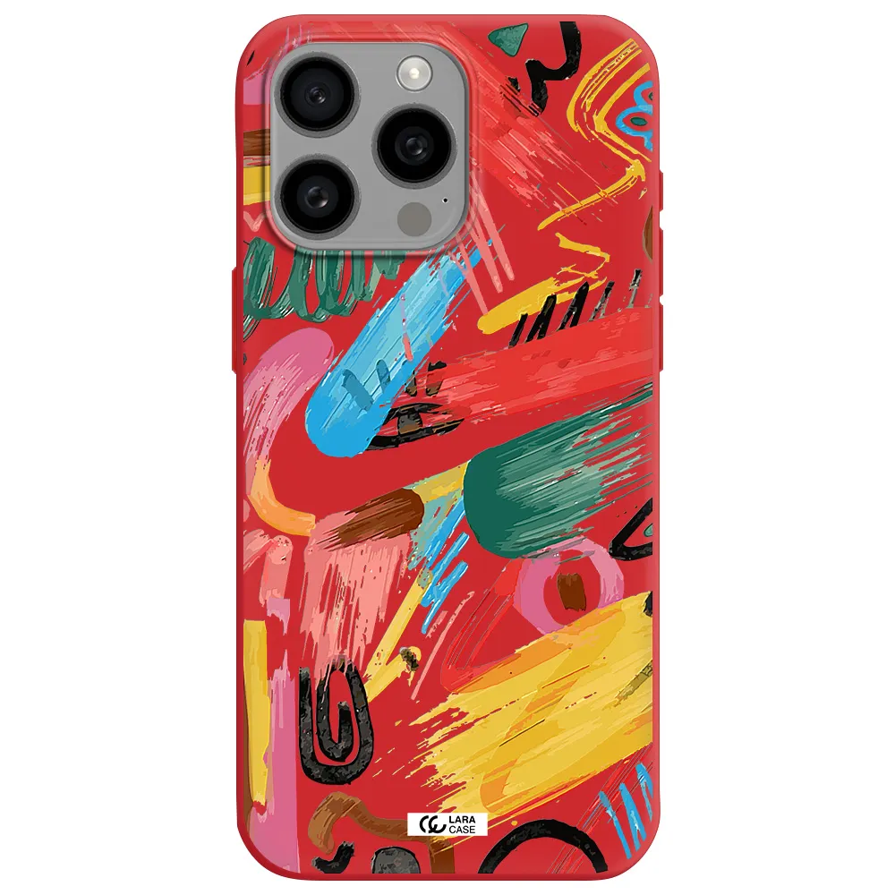 Oil Paint Abstract Apple Iphone 15 Pro Max Silicone Imperial Red Case