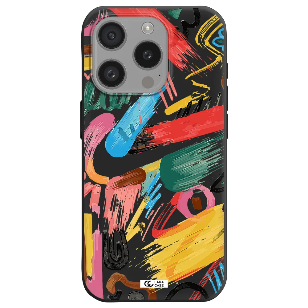 Oil Paint Abstract Apple Iphone 15 Pro Silicone Black Case