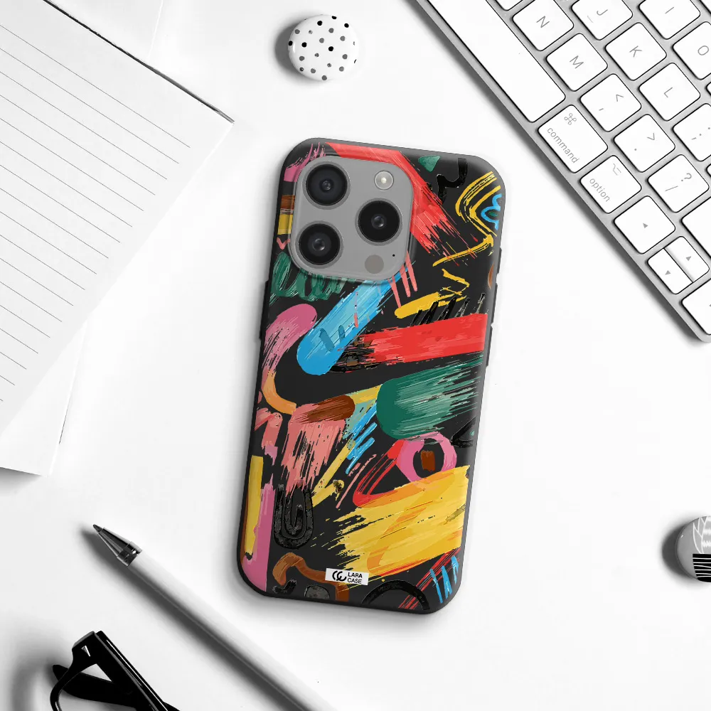 Oil Paint Abstract Apple Iphone 15 Pro Silicone Black Case