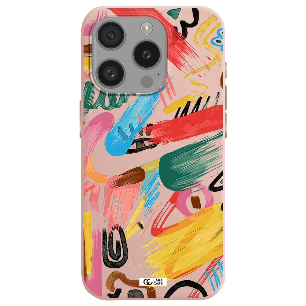 Oil Paint Abstract Apple Iphone 15 Pro Silicone Pastel Pink Case