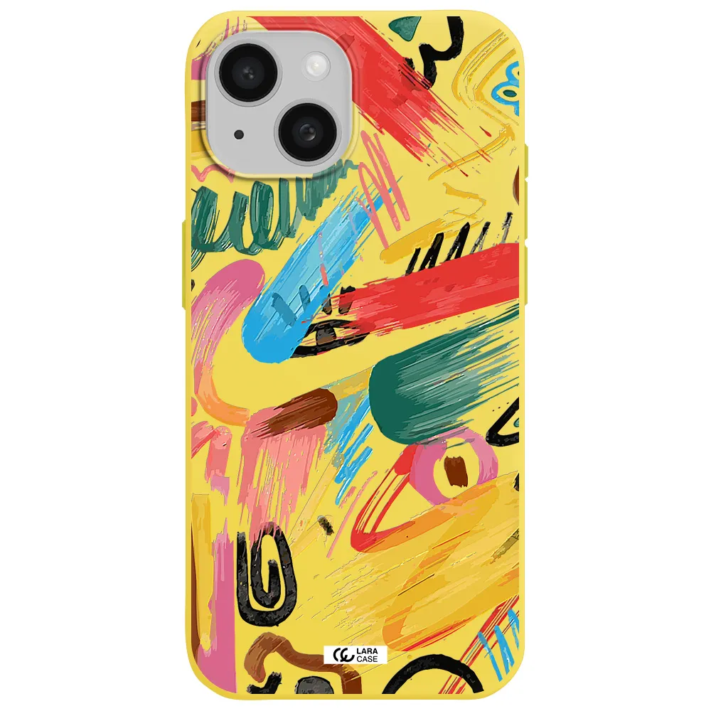 Oil Paint Abstract Apple iPhone 15 Silicone canary yellow Case