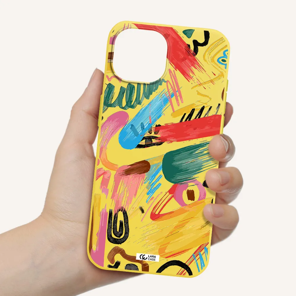 Oil Paint Abstract Apple iPhone 15 Silicone canary yellow Case