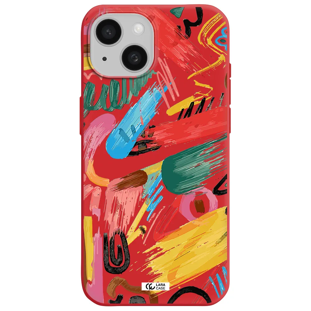 Oil Paint Abstract Apple Iphone 15 Silicone Imperial Red Case