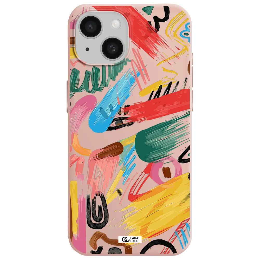 Oil Paint Abstract Apple Iphone 15 Silicone Pastel Pink Case