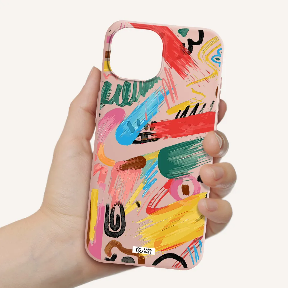 Oil Paint Abstract Apple Iphone 15 Silicone Pastel Pink Case