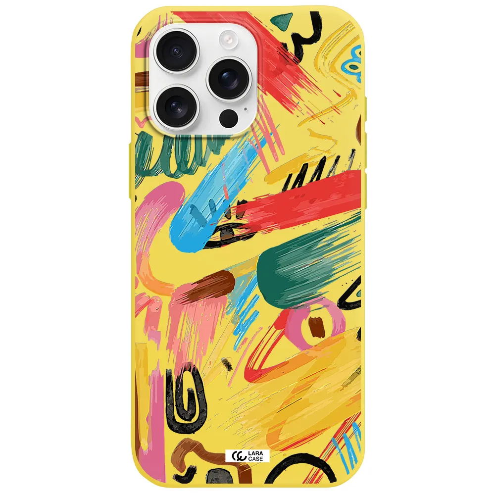 Oil Paint Abstract Apple Iphone 16 Pro Max Silicone Canary Yellow Case