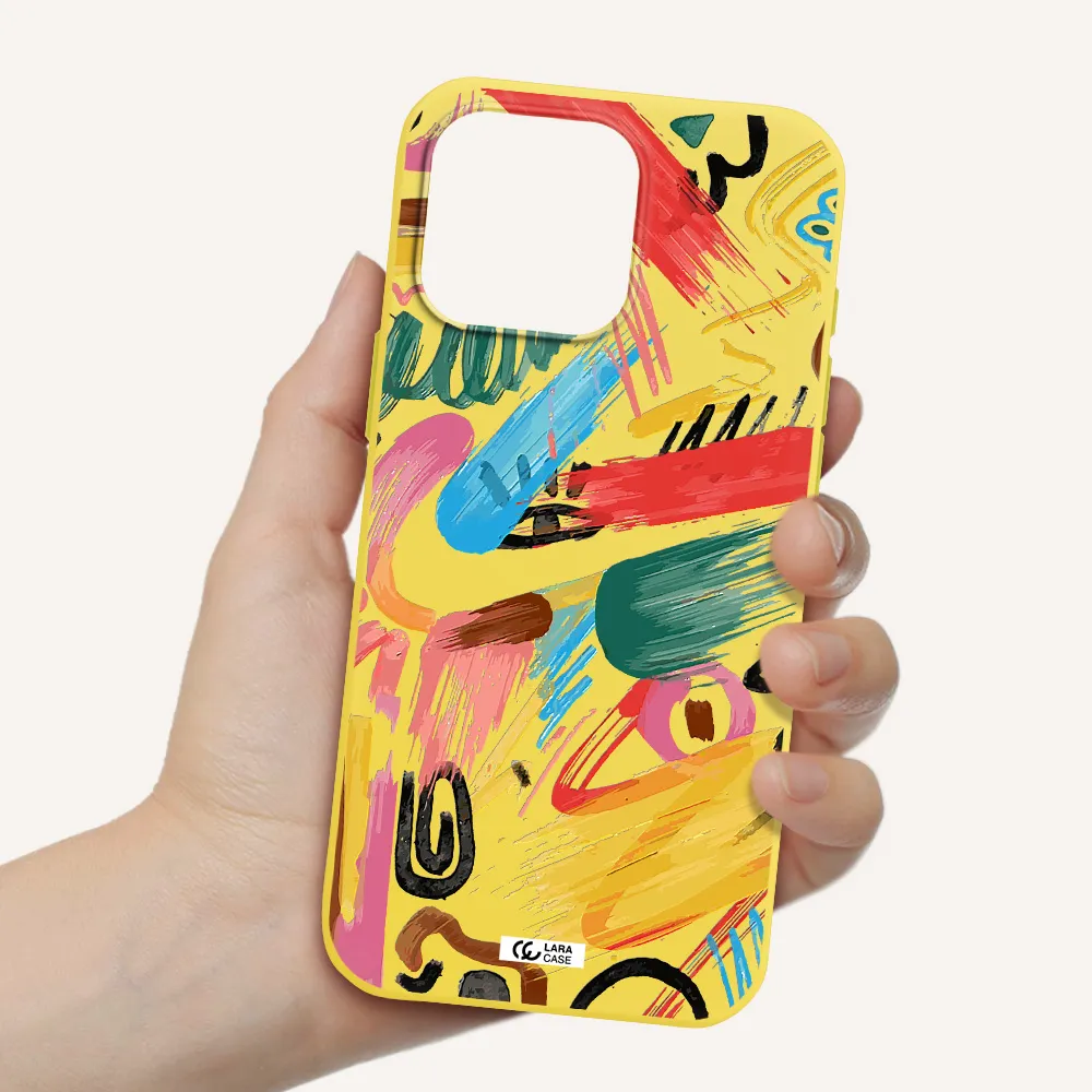 Oil Paint Abstract Apple Iphone 16 Pro Max Silicone Canary Yellow Case