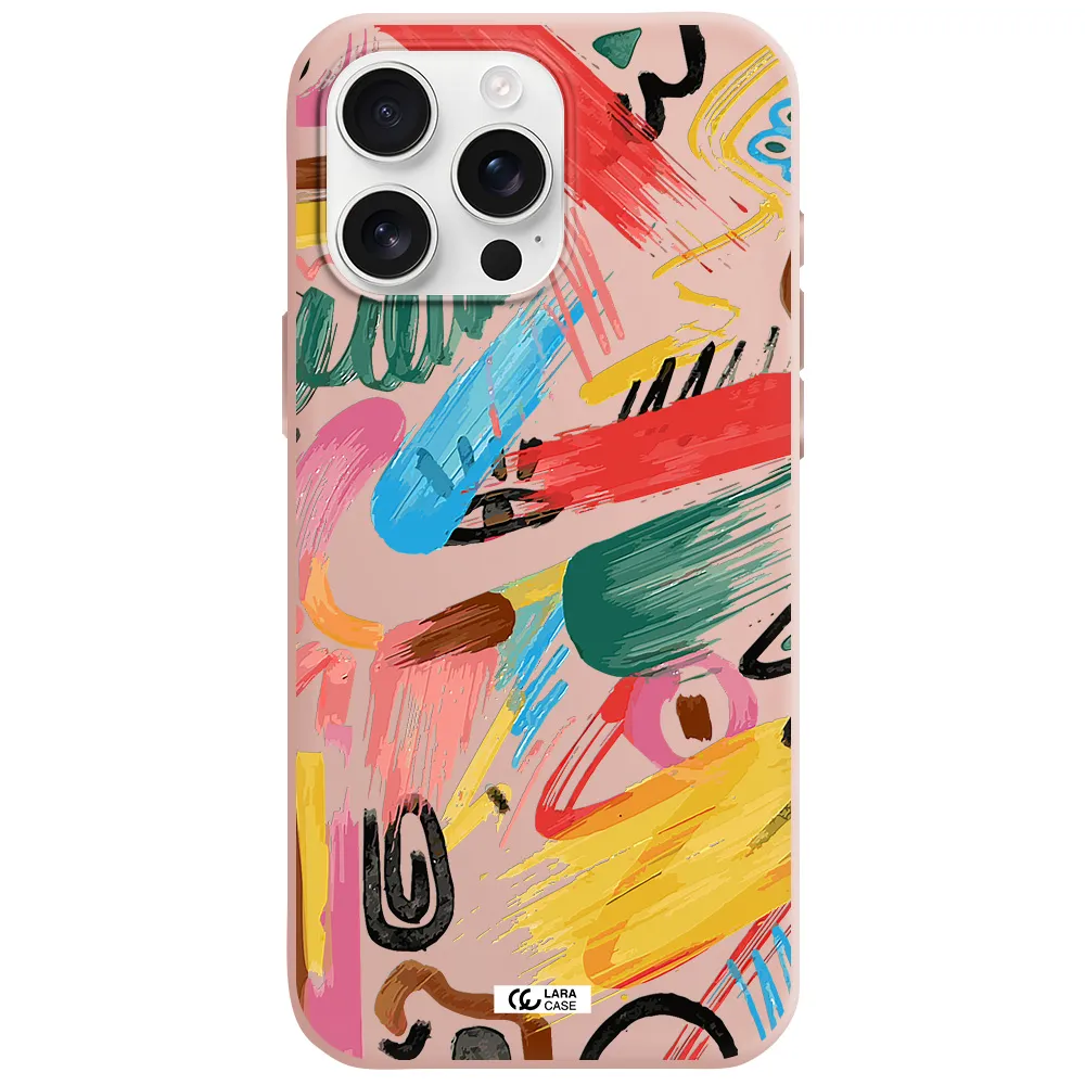 Oil Paint Abstract Apple Iphone 16 Pro Max Silicone Pastel Pink Case