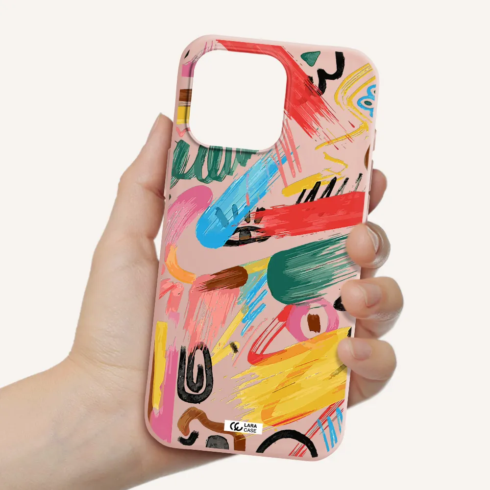Oil Paint Abstract Apple Iphone 16 Pro Max Silicone Pastel Pink Case