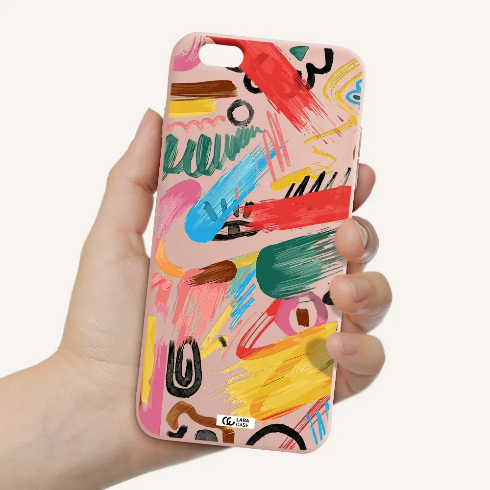 Oil Paint Abstract Apple iPhone 6 plus Silicone pastel pink Case