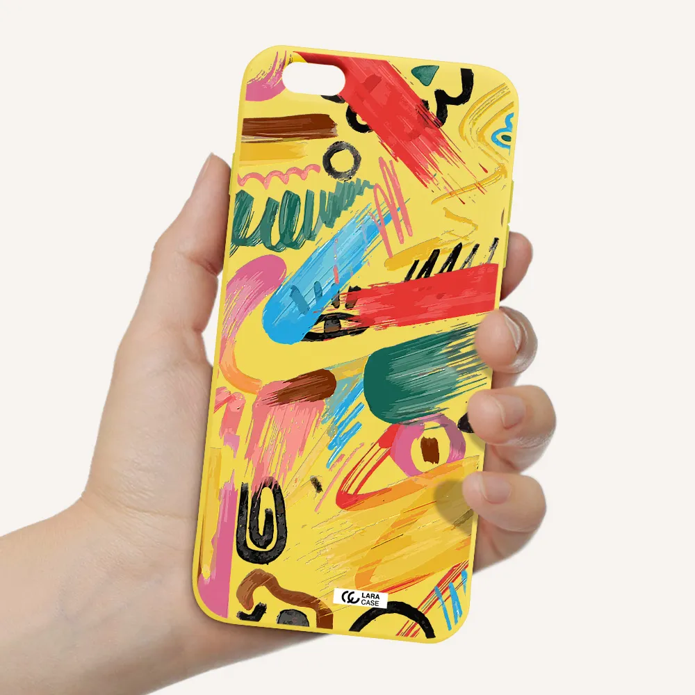Oil Paint Abstract Apple iPhone 6 s plus Silicone canary yellow Case
