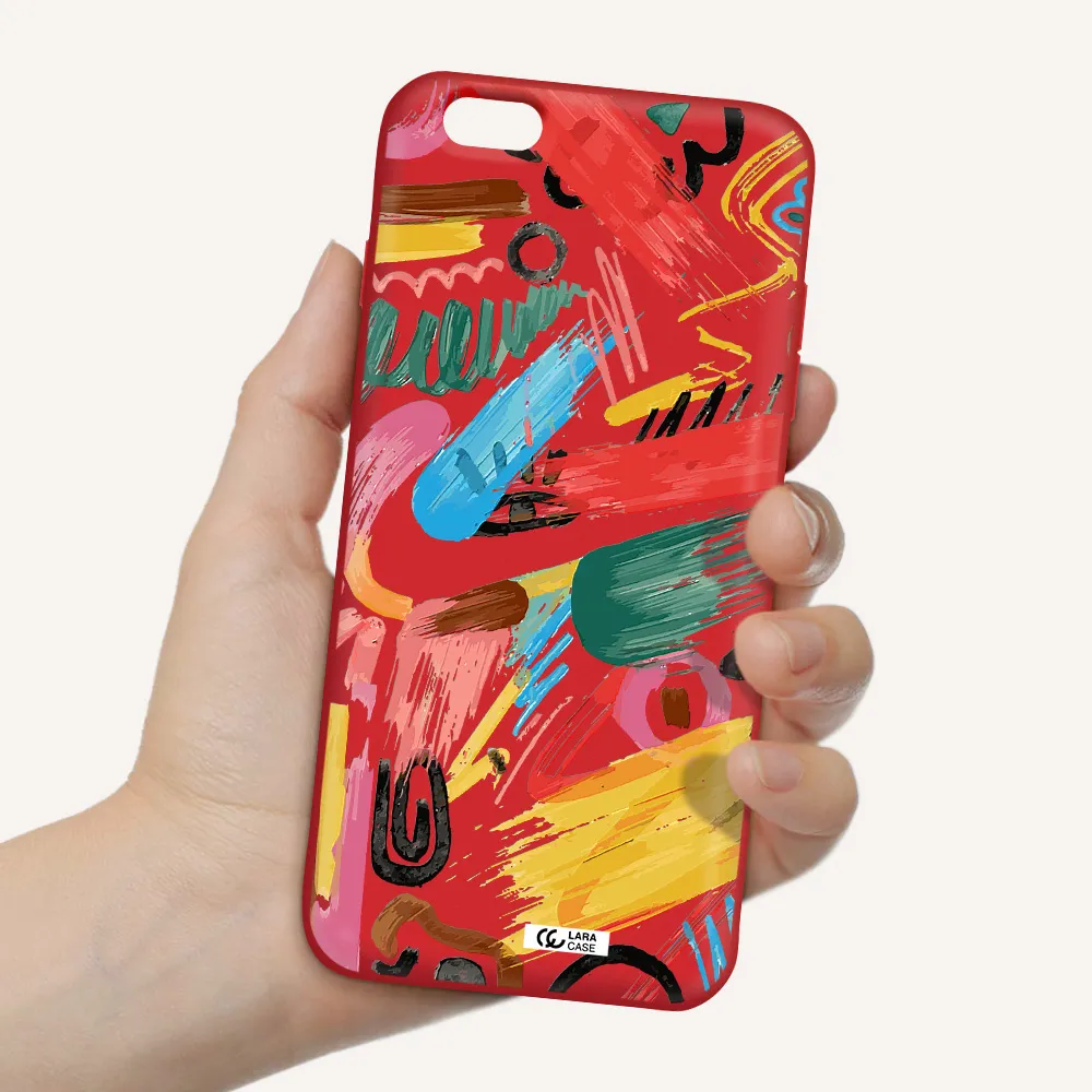 Oil Paint Abstract Apple iPhone 6 s plus Silicone Imperial Red Case