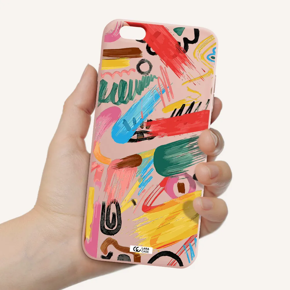 Oil Paint Abstract Apple iPhone 6 s plus Silicone pastel pink Case