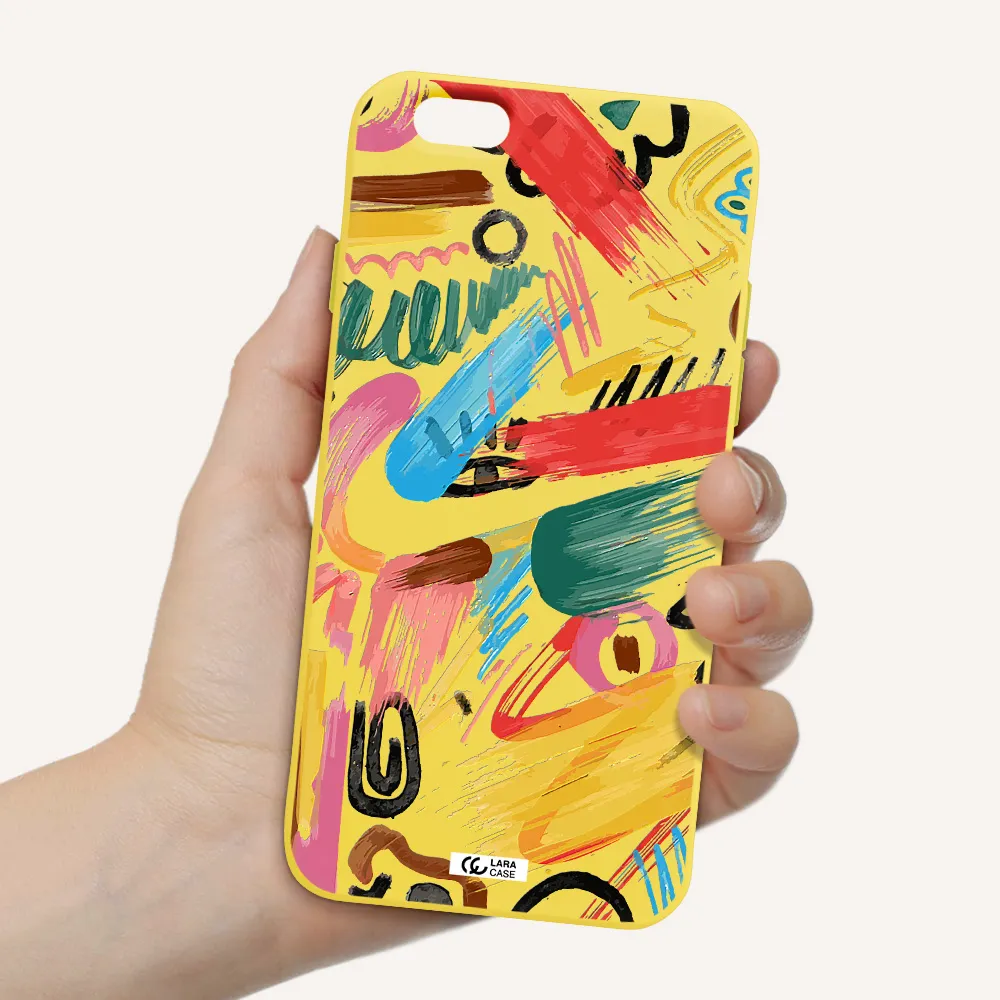 Oil Paint Abstract Apple iPhone 6 Silicone canary yellow Case