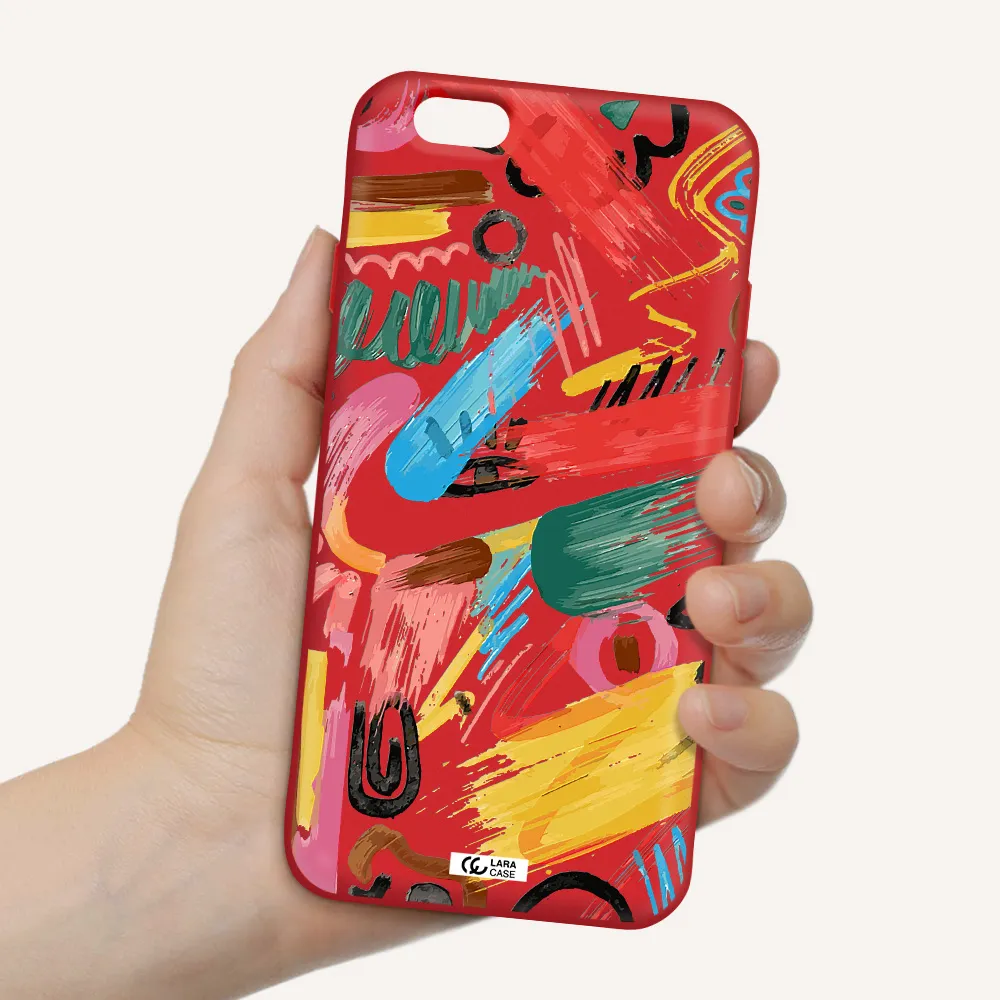 Oil Paint Abstract Apple iPhone 6 Silicone Imperial Red Case