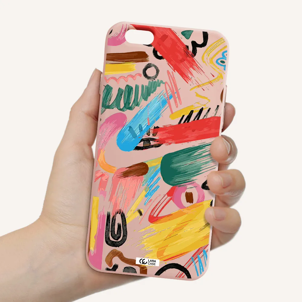 Oil Paint Abstract Apple iPhone 6 Silicone pastel pink Case