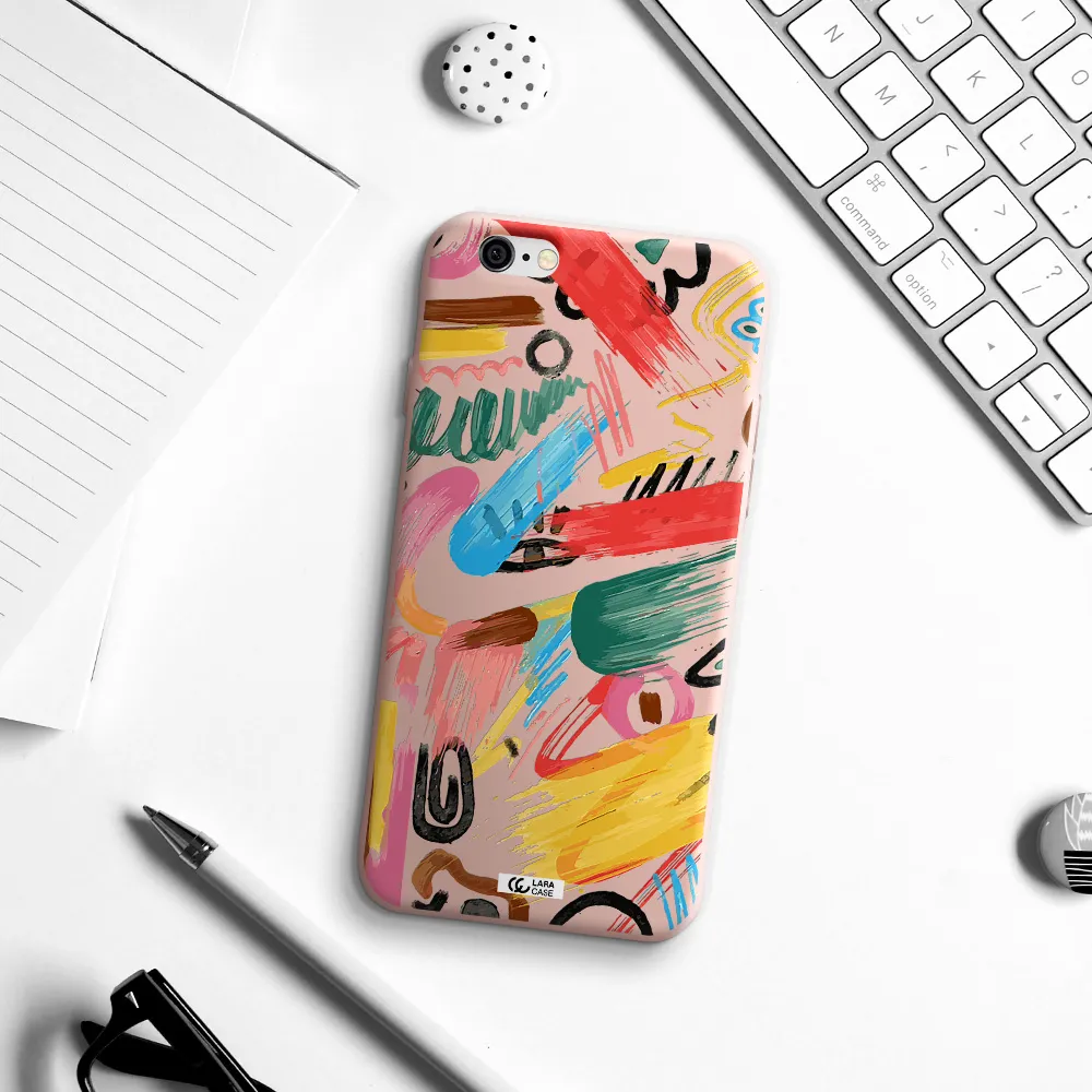 Oil Paint Abstract Apple iPhone 6 Silicone pastel pink Case