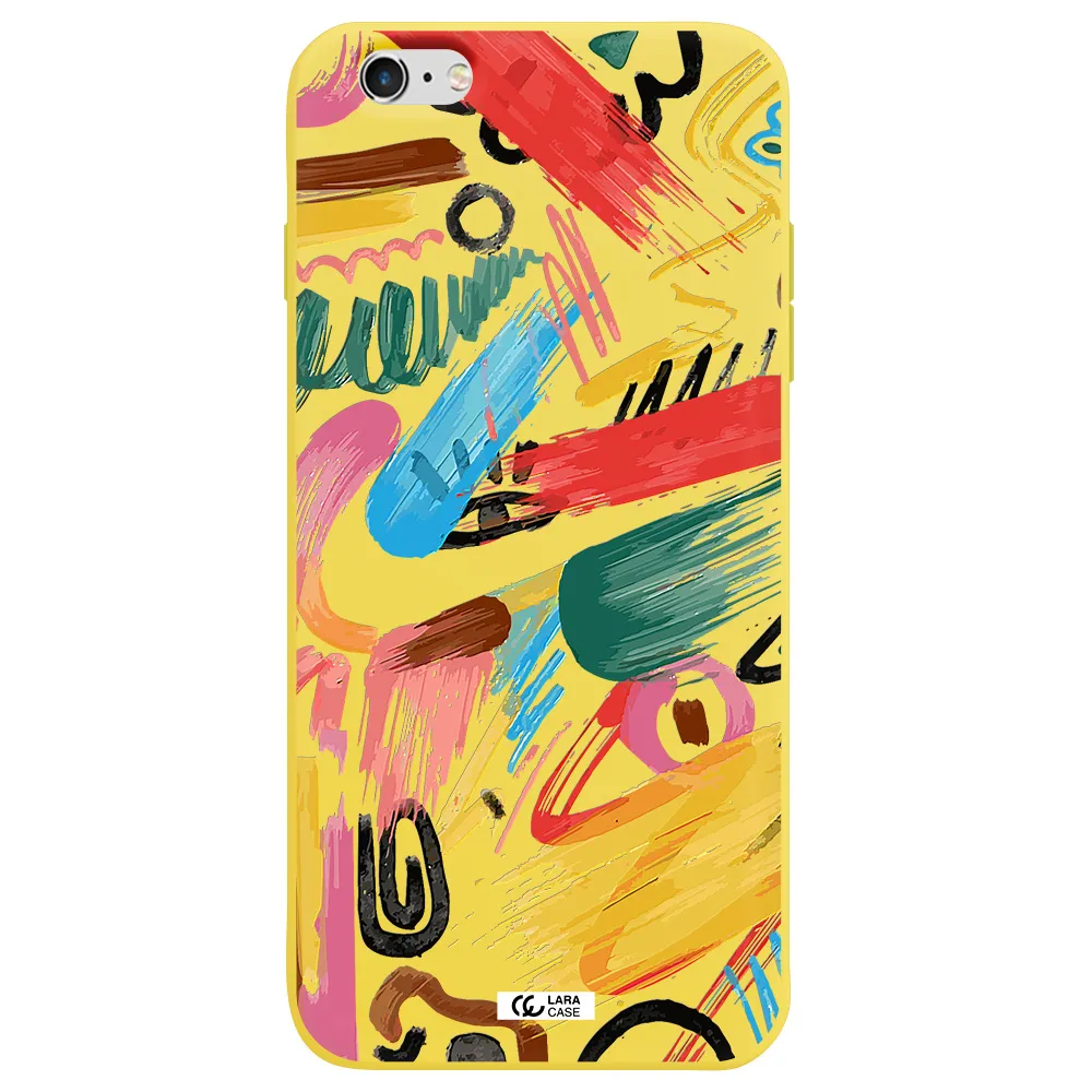 Oil Paint Abstract Apple iPhone 6S Silicone canary yellow Case