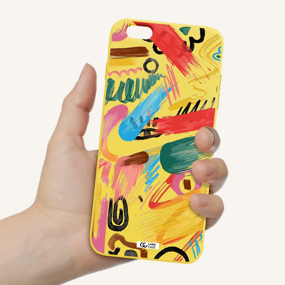 Oil Paint Abstract Apple iPhone 6S Silicone canary yellow Case