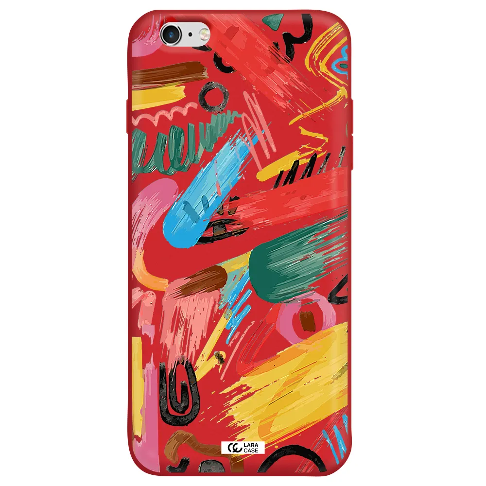 Oil Paint Abstract Apple iPhone 6S Silicone Imperial Red Case