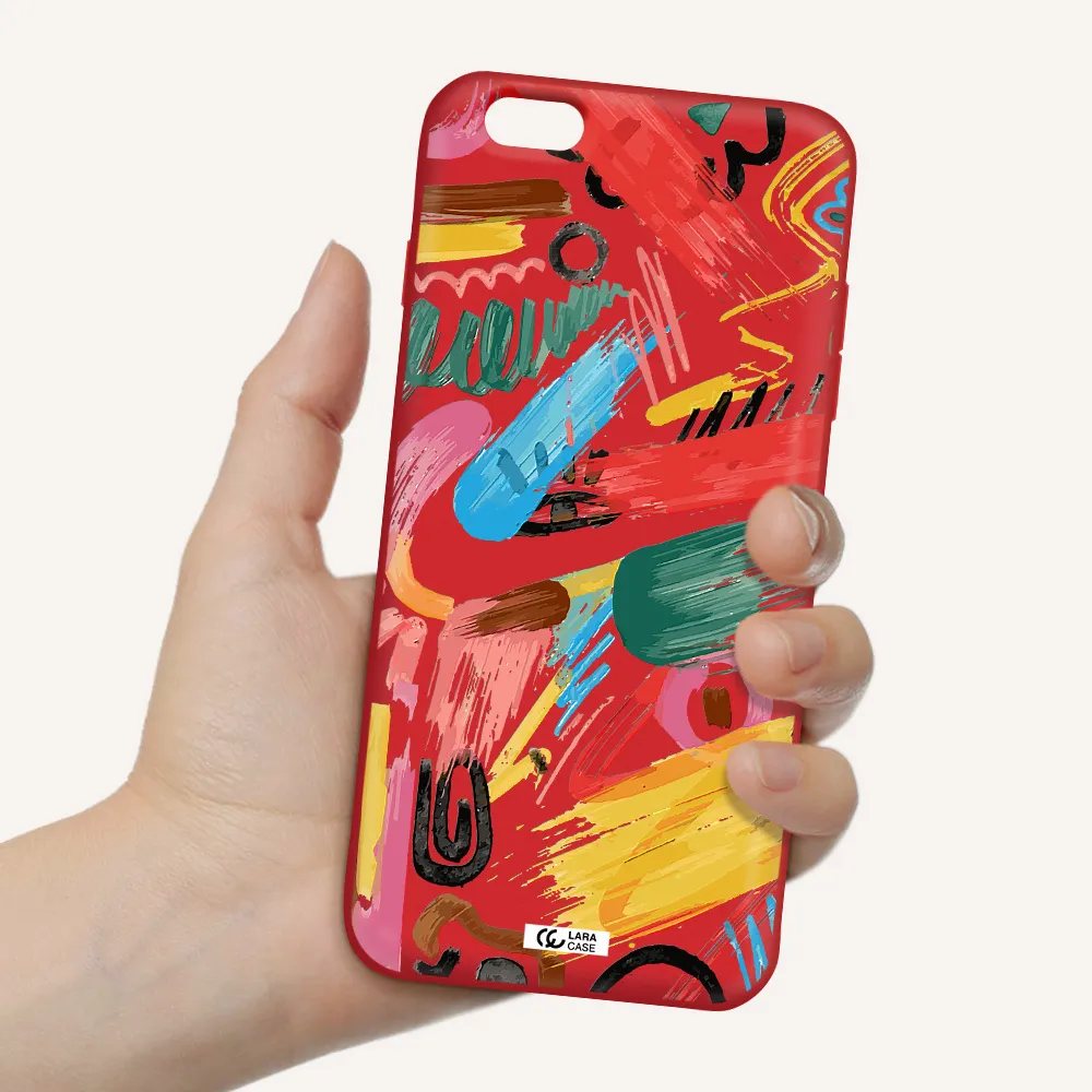 Oil Paint Abstract Apple iPhone 6S Silicone Imperial Red Case