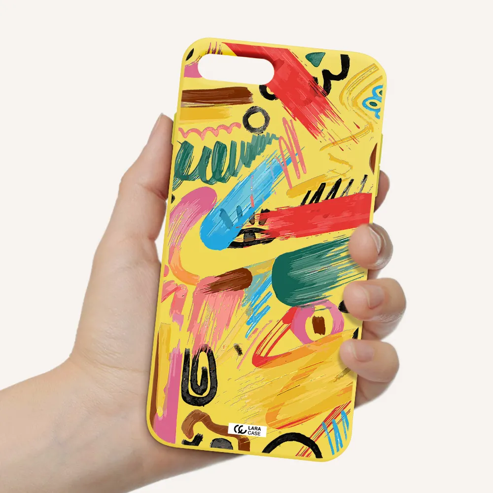 Oil Paint Abstract Apple iPhone 7 plus Silicone canary yellow Case