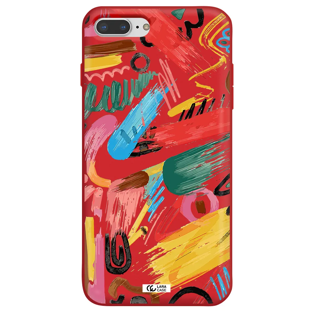 Oil Paint Abstract Apple iPhone 7 plus Silicone Imperial Red Case