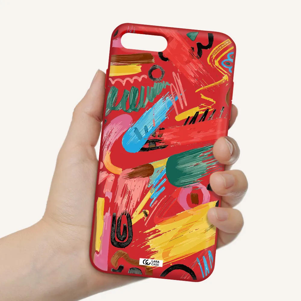 Oil Paint Abstract Apple iPhone 7 plus Silicone Imperial Red Case