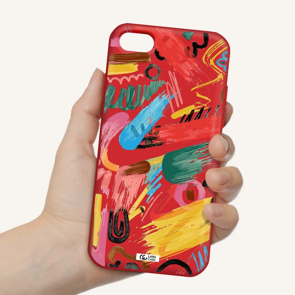 Oil Paint Abstract Apple iPhone 7 Silicone Imperial Red Case