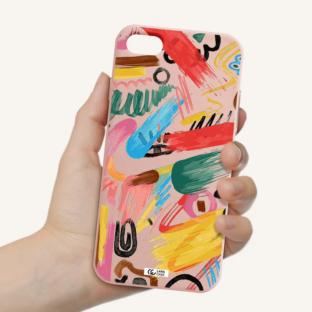 Oil Paint Abstract Apple iPhone 7 Silicone pastel pink Case