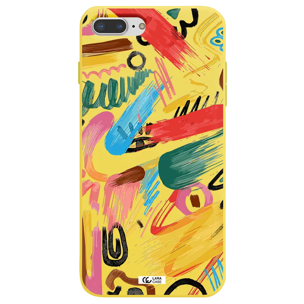 Oil Paint Abstract Apple iPhone 8 plus Silicone canary yellow Case