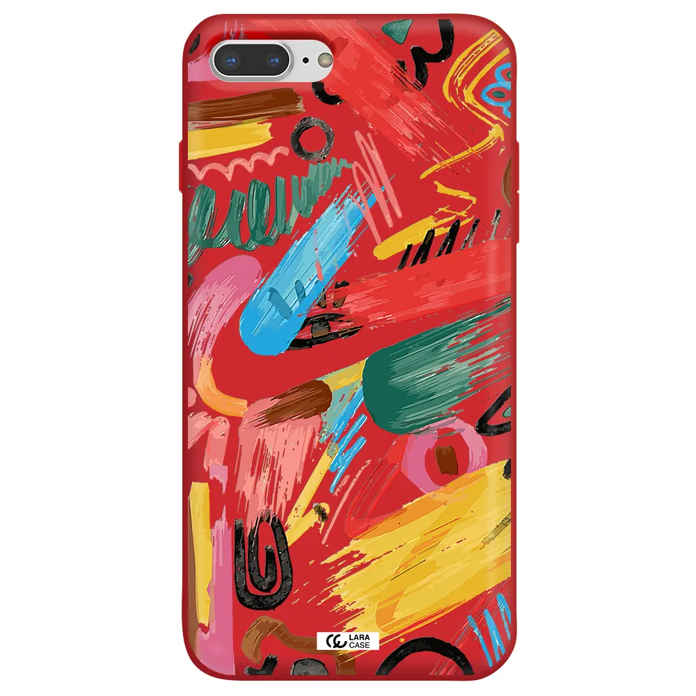 Oil Paint Abstract Apple iPhone 8 plus Silicone Imperial Red Case