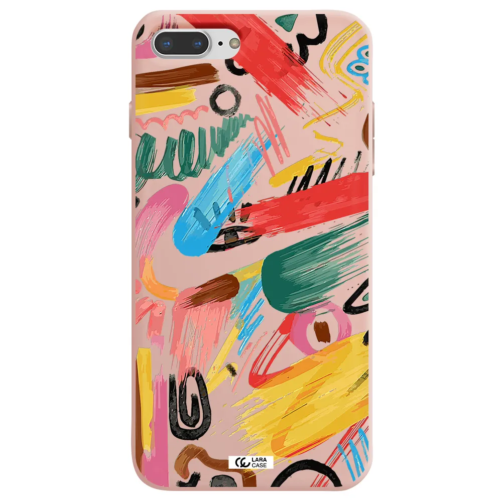 Oil Paint Abstract Apple iPhone 8 plus Silicone pastel pink Case