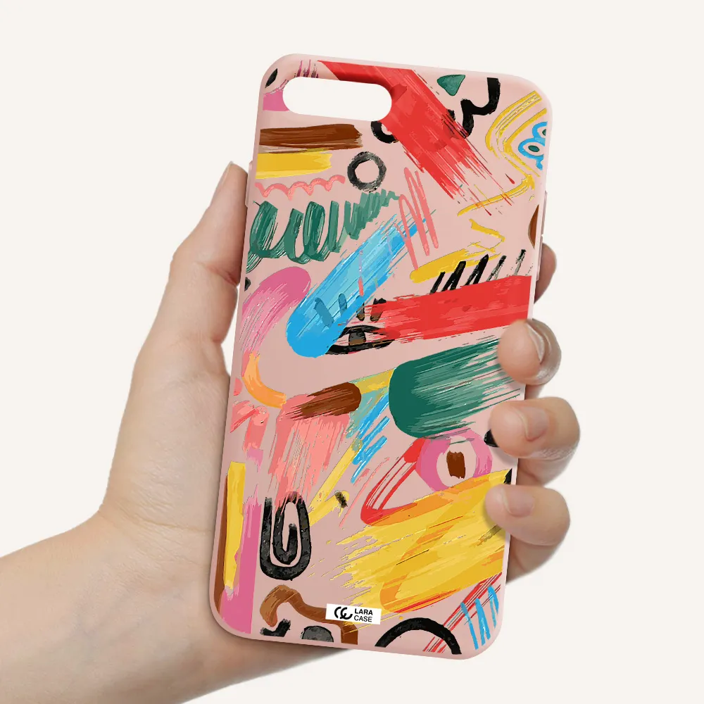 Oil Paint Abstract Apple iPhone 8 plus Silicone pastel pink Case