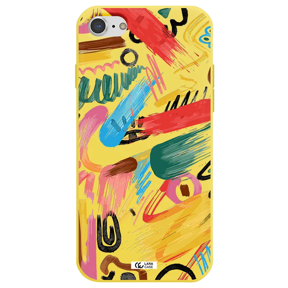 Oil Paint Abstract Apple iPhone 8 Silicone canary yellow Case