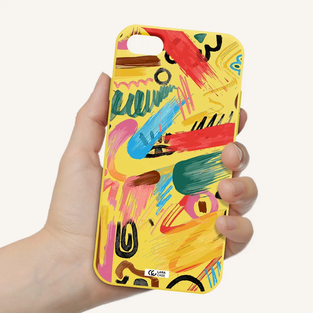 Oil Paint Abstract Apple iPhone 8 Silicone canary yellow Case