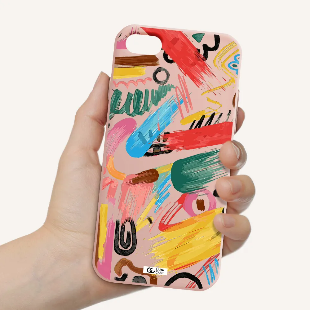 Oil Paint Abstract Apple iPhone 8 Silicone pastel pink Case