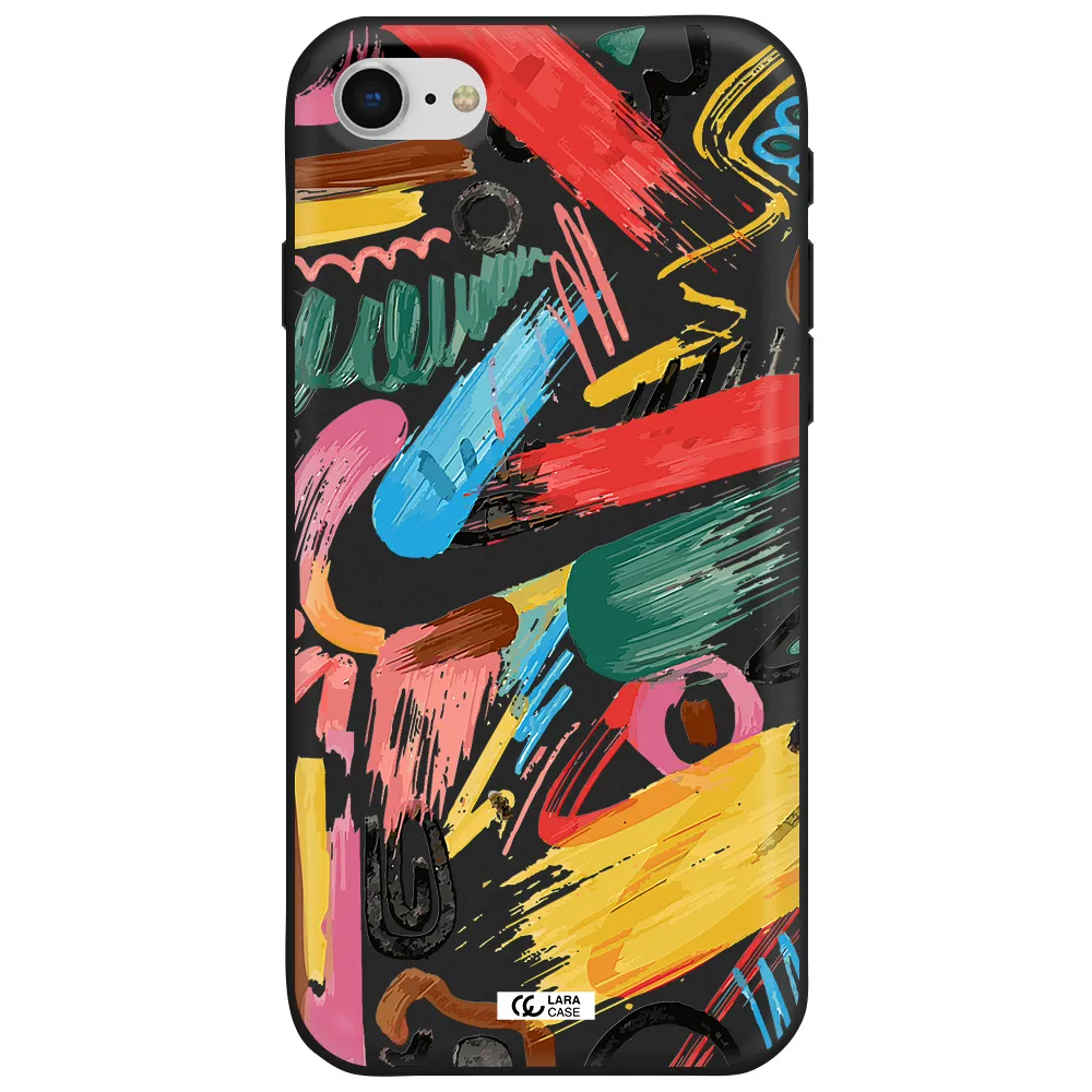 Oil Paint Abstract Apple iPhone se 2020 Silicone black Case