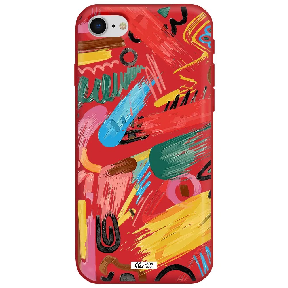 Oil Paint Abstract Apple iPhone se 2020 Silicone Imperial Red Case