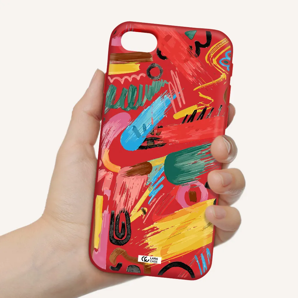 Oil Paint Abstract Apple iPhone se 2020 Silicone Imperial Red Case