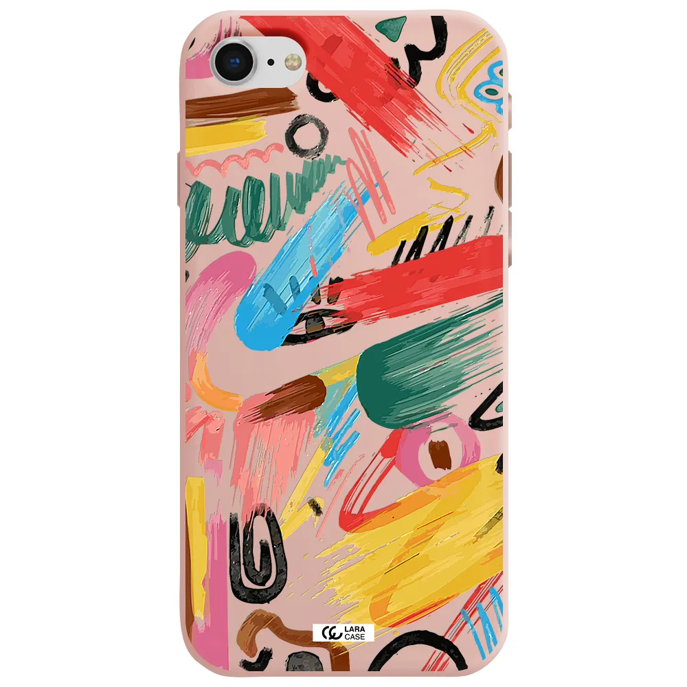 Oil Paint Abstract Apple iPhone se 2020 Silicone pastel pink Case