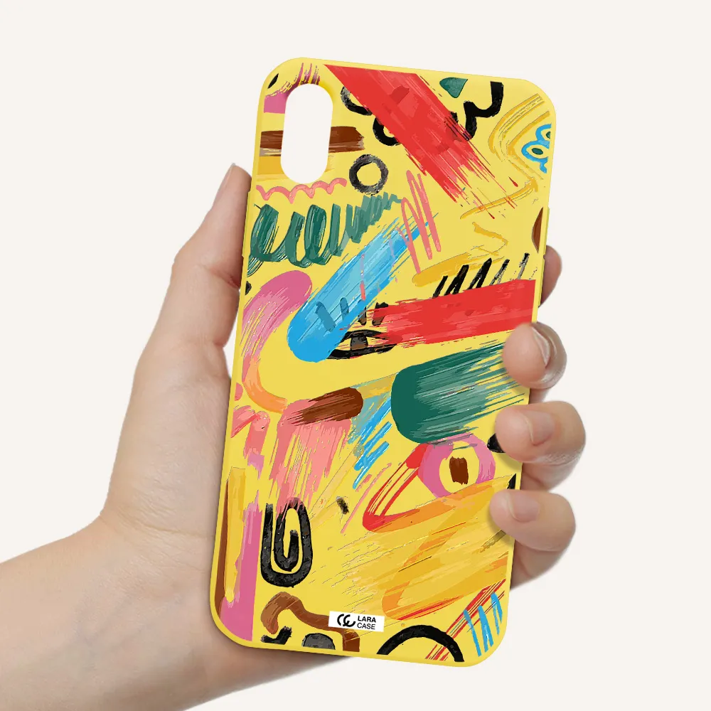 Oil Paint Abstract Apple iPhone X Silicone canary yellow Case