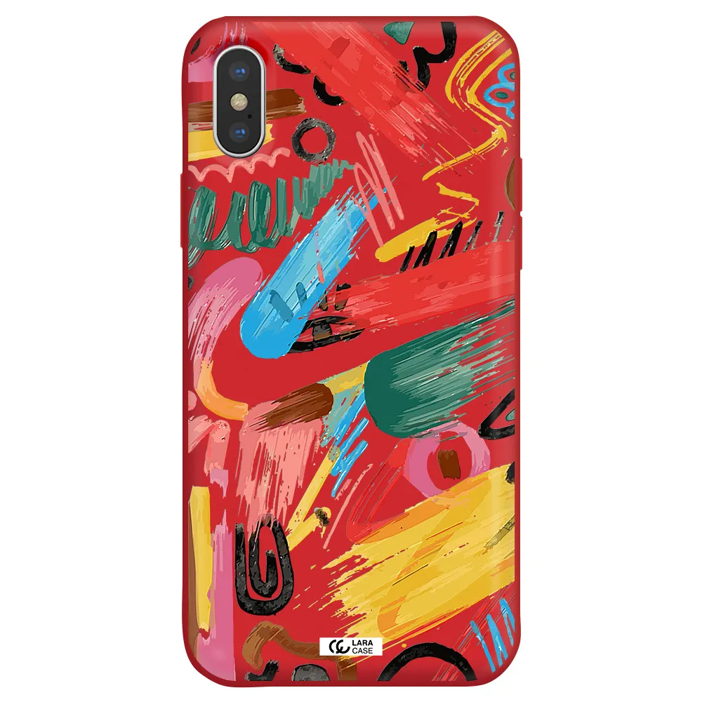 Oil Paint Abstract Apple iPhone X Silicone Imperial Red Case