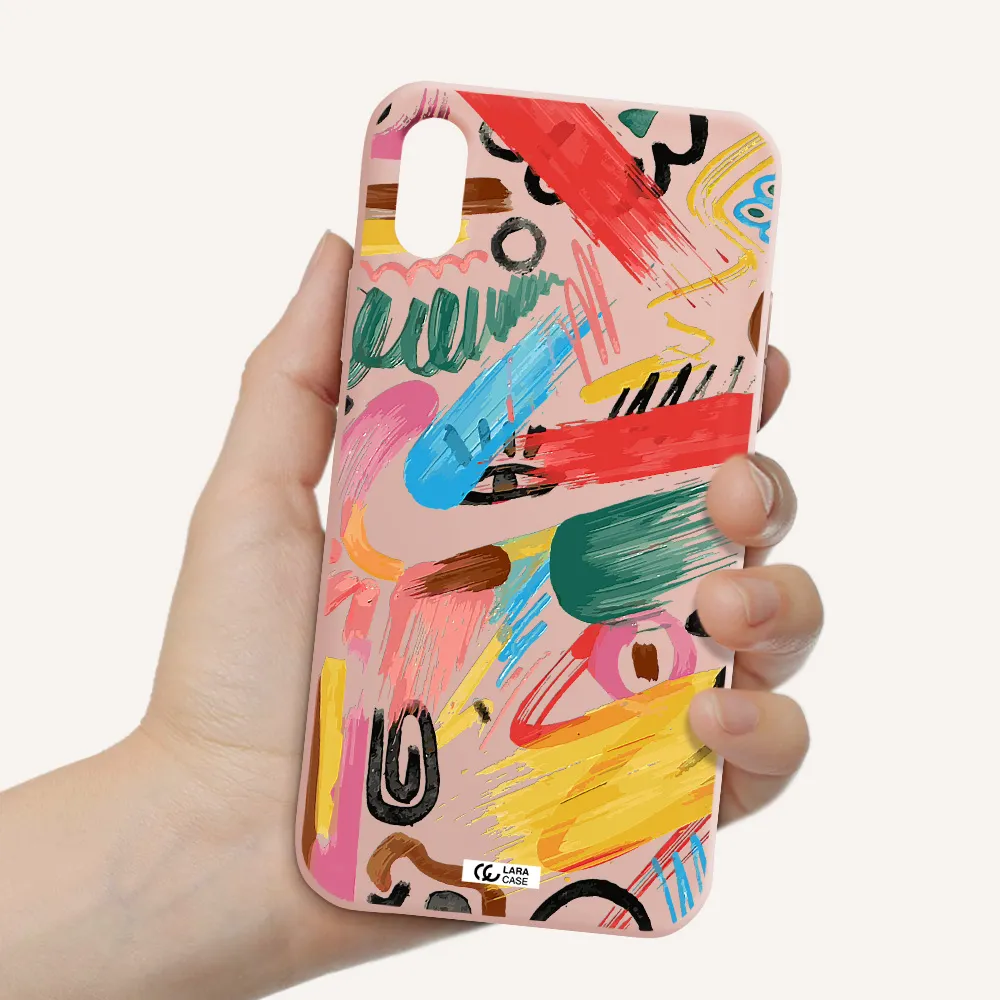 Oil Paint Abstract Apple iPhone X Silicone pastel pink Case